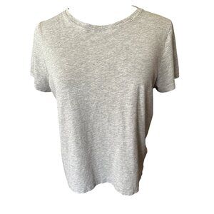 J.Crew Gray Cropped Pima Cotton T-Shirt Peruvian Made L Minimalist Everyday Tee
